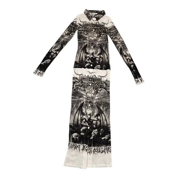 JEAN PAUL GAULTIEP Black & White 'The Diablo' Midi Shirt Dress Size XXS NWT - Picture 9 of 12